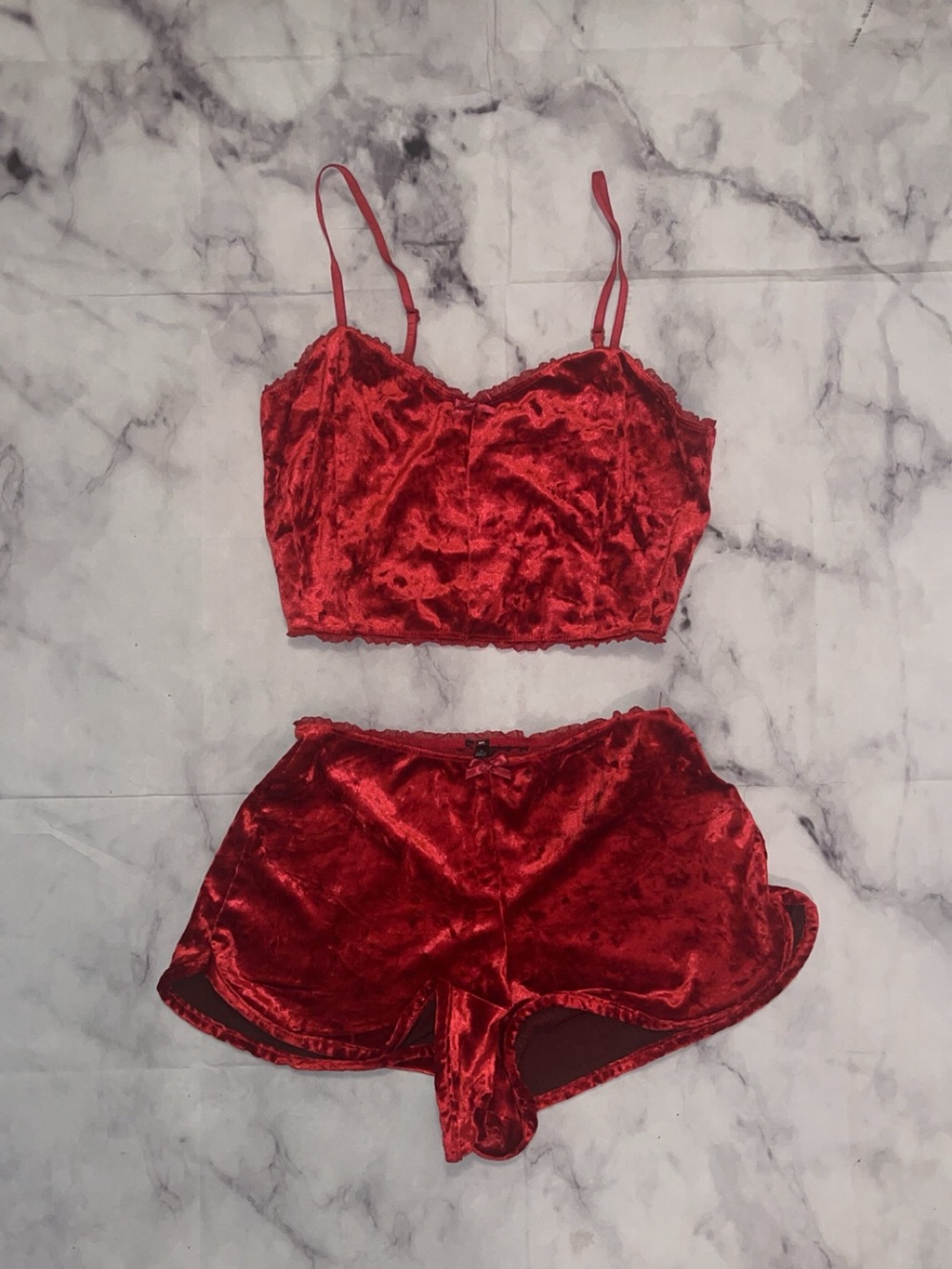 Red Velvet Cami & Short Sleep Set - Women Intimates